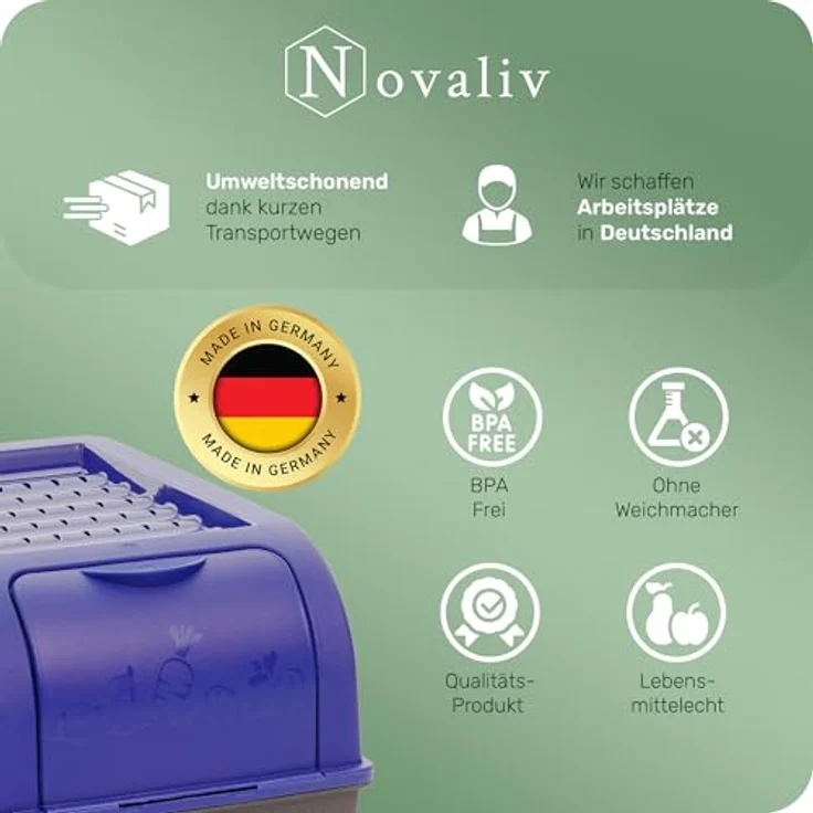 Novaliv Gemüsebox-Set Marineblau, stapelbare Kartoffelboxen 3,5L + 5L + 9L mit Luftzirkulation für optimale Gemüsehaltung – Bild 5