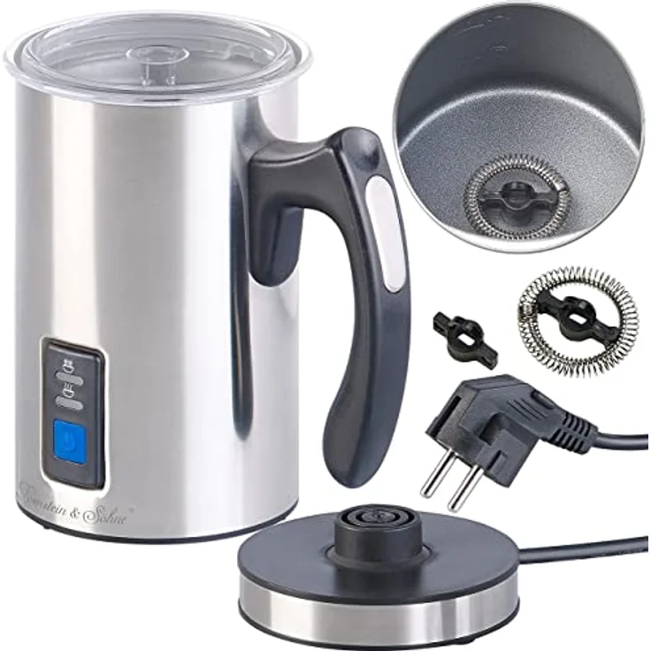 Rosenstein & Söhne ZX-6037-919 Milchbereiter: Elektrischer Edelstahl-Milchaufschäumer, 115/240 ml, antihaft, 500 W (Milk Maker, Milchaufschäumer-Gerät, Milchkännchen) – Bild 4