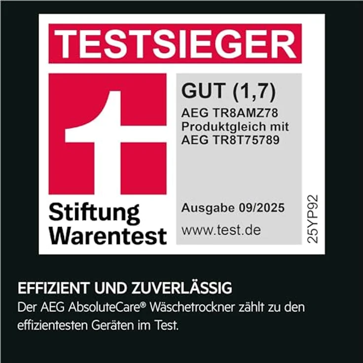 AEG Wärmepumpentrockner TR8AMZ78, 8kg, Serie 8000 AbsoluteCare mit Reversierautomatik und Innenbeleuchtung, Energieklasse B, Wolle- & Seidetrocknung – Bild 2