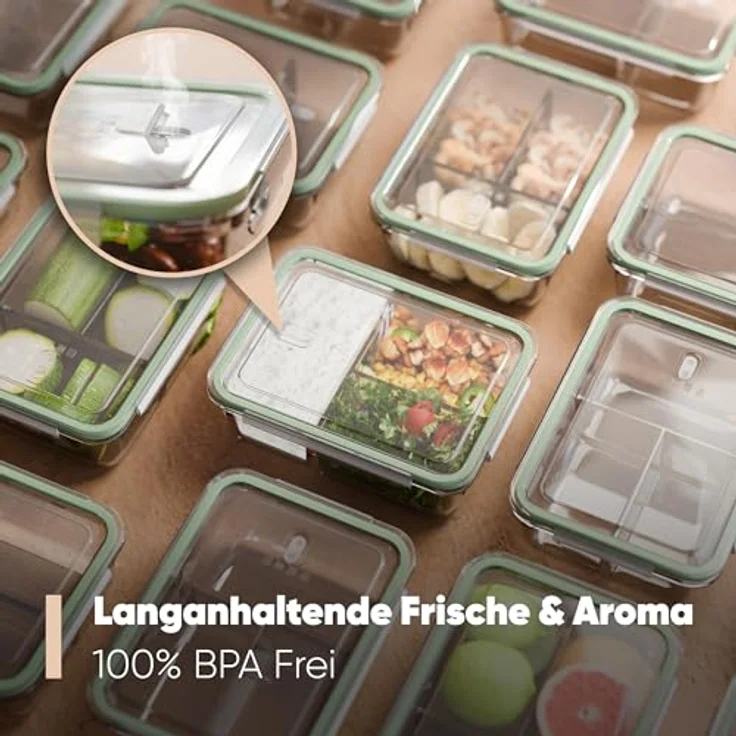 Classbach Meal Prep Boxen Glas mit Fächern | 3er Set |C-FHDM 4021 G, Glas-Frischhaltedosen – Bild 5