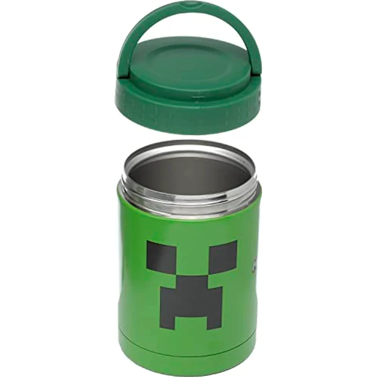 Puckator Minecraft Creeper Offizielle Lizenz Thermobehälter aus Edelstahl 500ml für kalte & warme Speisen, Brotzeitbox – Bild 3