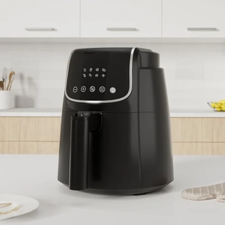 Midea Heißluftfritteuse 4L AirFryer, LED-Touchscreen, 35-200°C, 8 Kochfunktionen, spülmaschinenfest, HeatXpress Technologie, 90% weniger Öl, 41 Rezepte – Bild 2