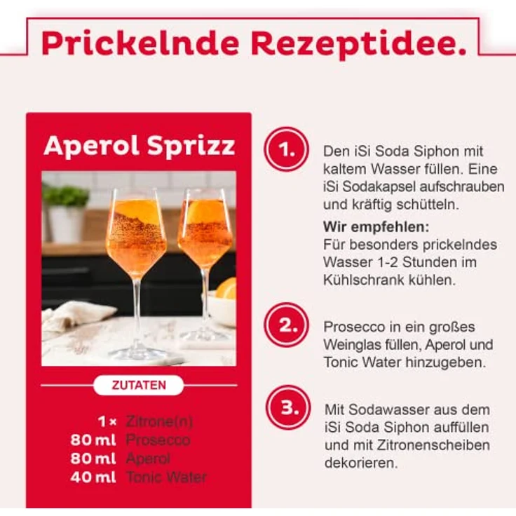 iSi Soda Maker Classic, Vintage Wassersprudler Set mit 60 Soda Chargers, BPA-frei, bruchsichere 1-Liter-Flasche – Bild 7
