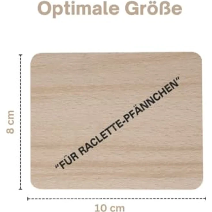 Topanbieter999 Untersetzer für Raclette-Pfännchen, 8er Set aus Buchenholz, 10 cm, wiederverwendbar – Bild 2