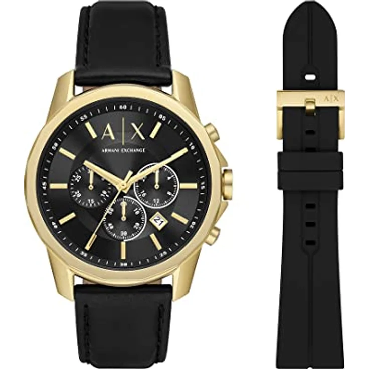 Armani Exchange Geschenkset Herrenuhr Chronograph Edelstahl goldfarben, AX7133SET – Bild 1