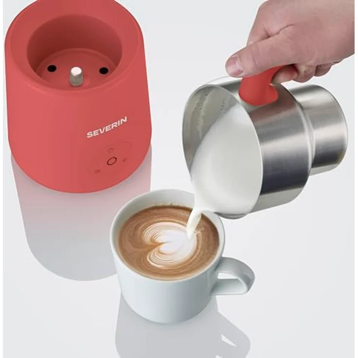Severin SM 3595 Induktions-Milchaufschäumer, elektrischer Milchschäumer mit Edelstahlbehälter, kaltes und warmes Aufschäumen, Schokoladen-Funktion, geeignet für vegane Milch, pink – Bild 2