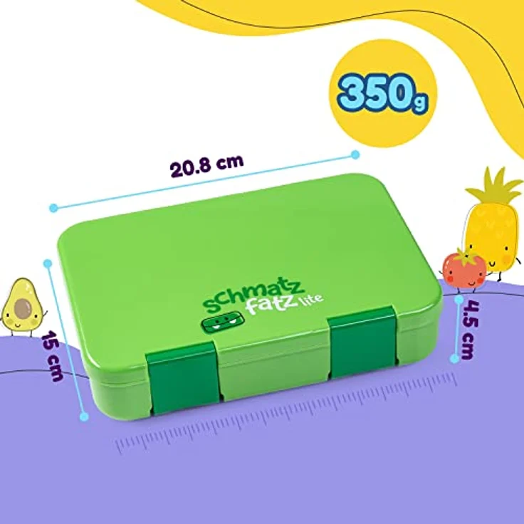 schmatzfatz by Lite Lunchbox 6 Fächer 20,8 x 4,5 x 15 cm (BxHxT) BPA-frei extra leichtes Tritan Grün – Bild 8