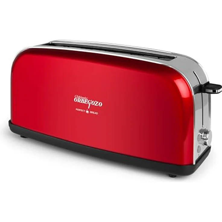 Orbegozo TOV 6200, Toaster mit 850 W, Edelstahlgehäuse, rot, mit Aufwärmfunktion und herausnehmbarer Krümelschublade – Bild 1