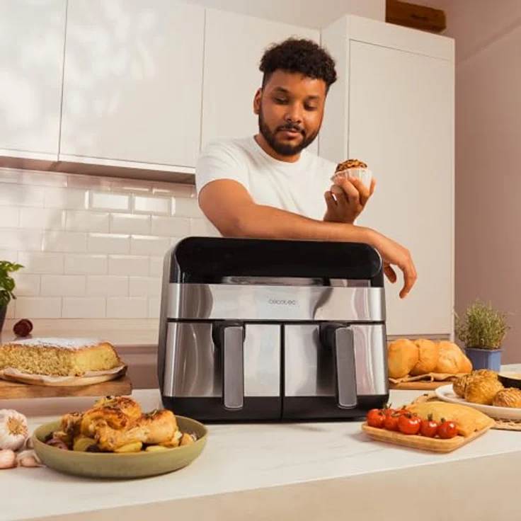 Cecotec CecoFry Advance Double, Heißluftfritteuse 9 L, 2850 W, digitale ölfreie Diätfritteuse mit zwei Körben, PerfectCook-Technologie, Inox – Bild 5