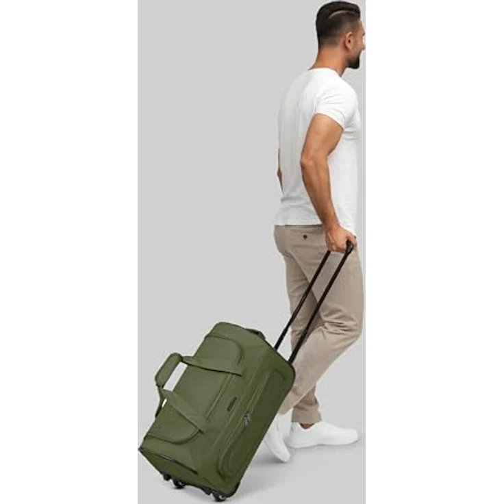Redolz Duffle Essentials 2-Rollen Reisetasche, 28 cm, 39 l, grün, mit arretierbarem Griff und äußeren Taschen – Bild 4