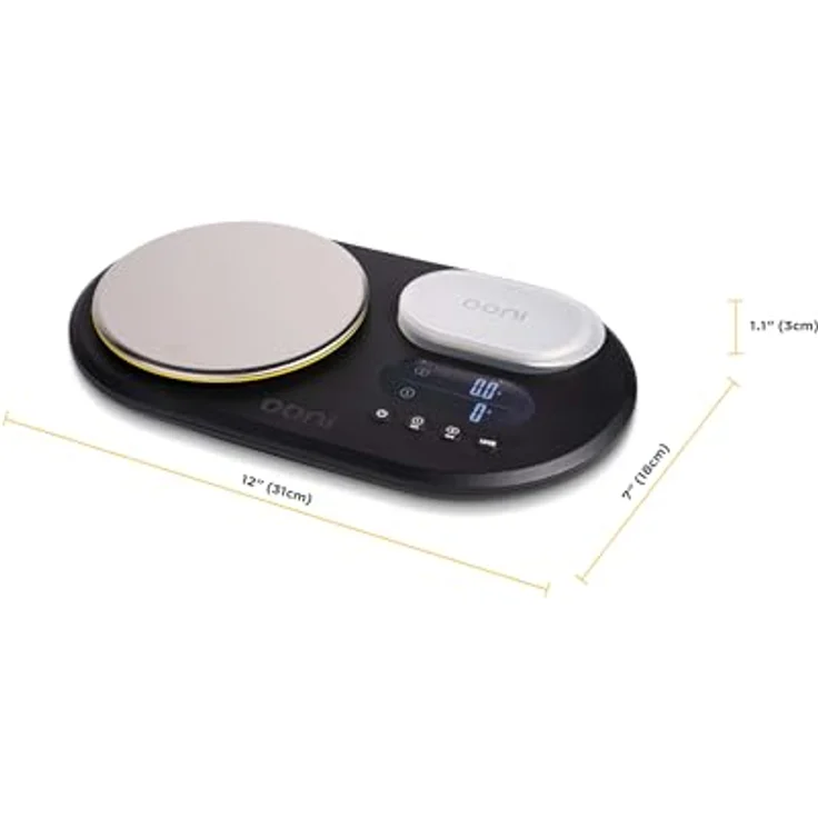 Ooni Dual Platform Digitalwaage, präzise Küchenwaage mit gebürsteten Edelstahlplattformen und dualem LCD-Display, schwarz – Bild 2