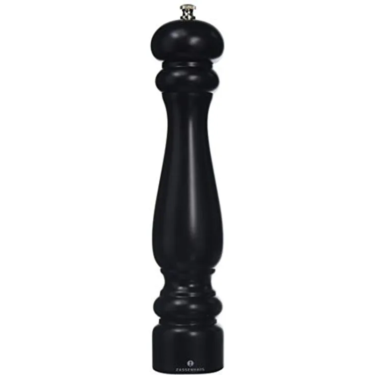 Zassenhaus Pfeffermühle POTSDAM , Mahlgrad einstellbar fein bis grob , Zassenhaus Keramikmahlwerk Made in Germany , Manuelle Pfeffermühle , Bereits vorbefüllt , Schwarz Matt , 30 cm