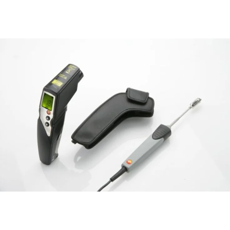 Testo 0563 8314 830-T4 Set, Infrarot-Thermometer mit Lederschutzhülle, inklusive Kreuzband-Oberflächenfühler (0602 0393), Batterien und Werkskalibrierschein – Bild 3