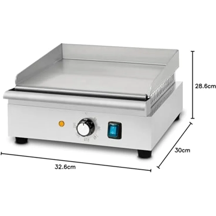 vertes FM19-G3-01 Tischgrill, elektrischer Grill mit 1400W Leistung, Edelstahl Gehäuse, glatte Grillplatte 32x26cm, Temperatur von 50 bis 300°C – Bild 10