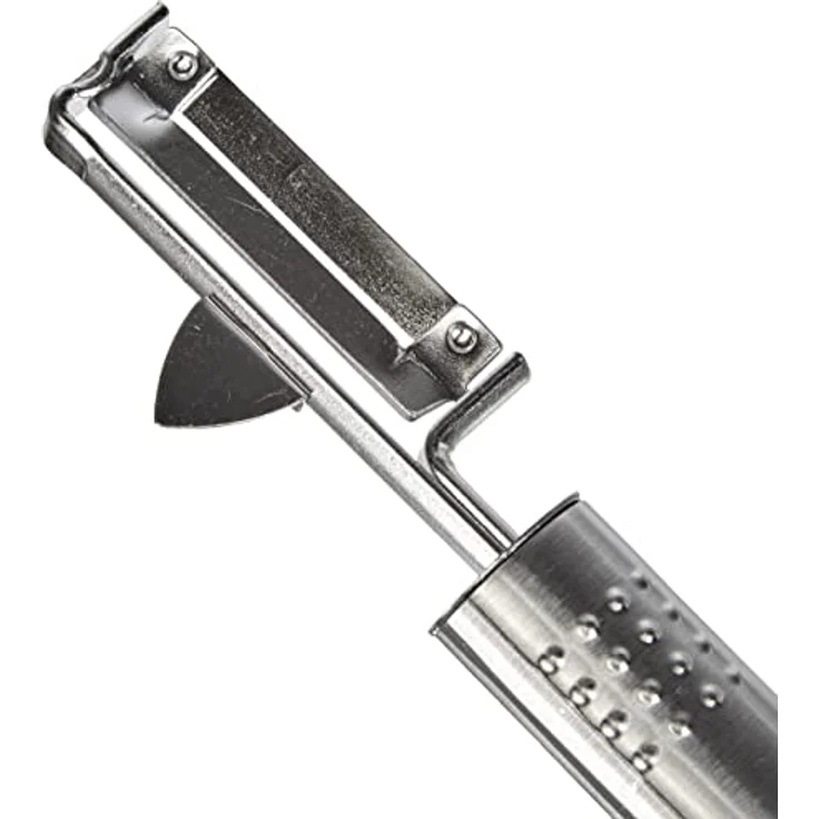 Fackelmann Pendelschäler OVALGRIFF, Universalschäler aus Edelstahl, robuster Schäler für Gemüse und Obst mit scharfer Klinge (Farbe: Silber), 19 x 1,5 x 3,5 cm, Menge: 1 Stück – Bild 2