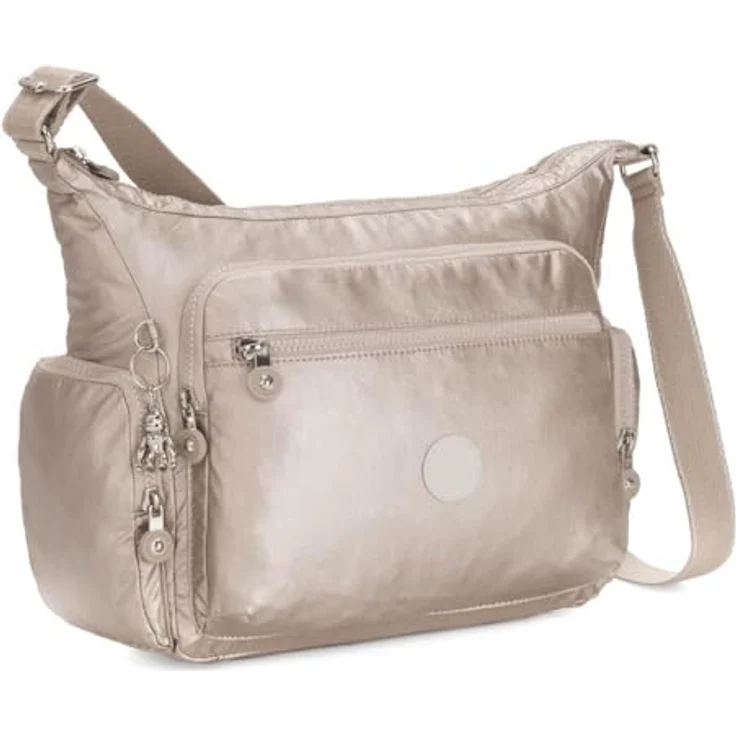 Kipling Gabbie Umhängetasche 37 cm aus Polyamid, beiges Hauptfach mit Reißverschlussfach und Steckfächern – Bild 2