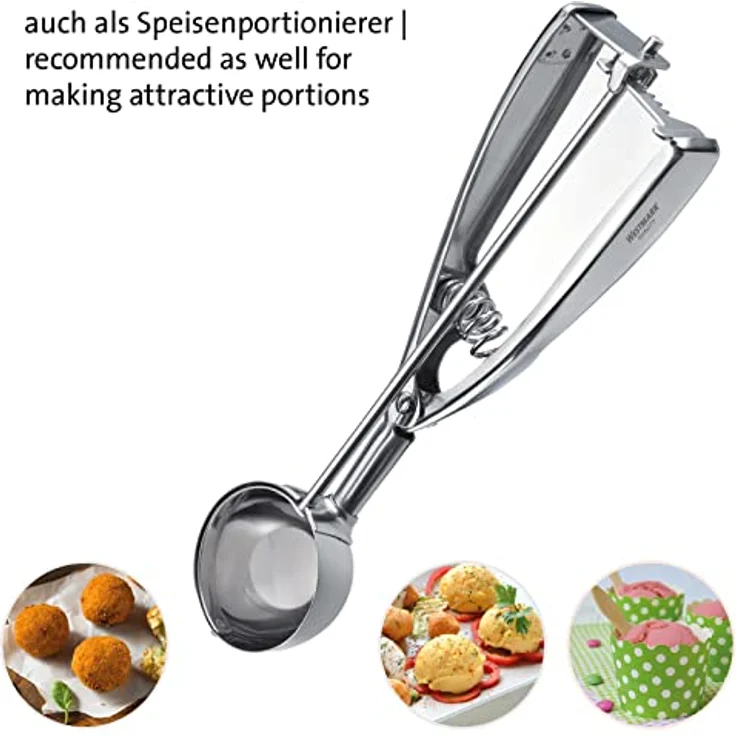 Westmark Eisportionierer, Für gleichmäßige Eiskugeln, Ø 4 cm, Rostfreier Edelstahl, Profi, Silber, 62932270 – Bild 3