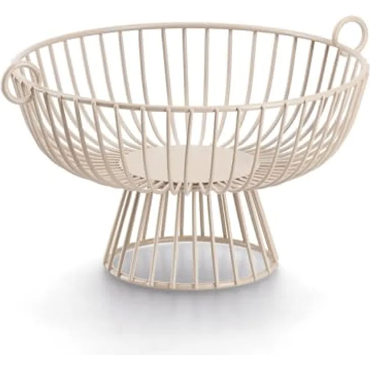 Zeller 27440 Obstkorb aus Metall, beige, mit zwei Griffen und modernem Design