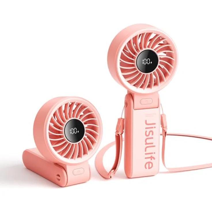 Jisulife Handventilator Life9, tragbarer USB-Ventilator mit 5000 mAh Akku und ergonomischem Design, grau – Bild 1