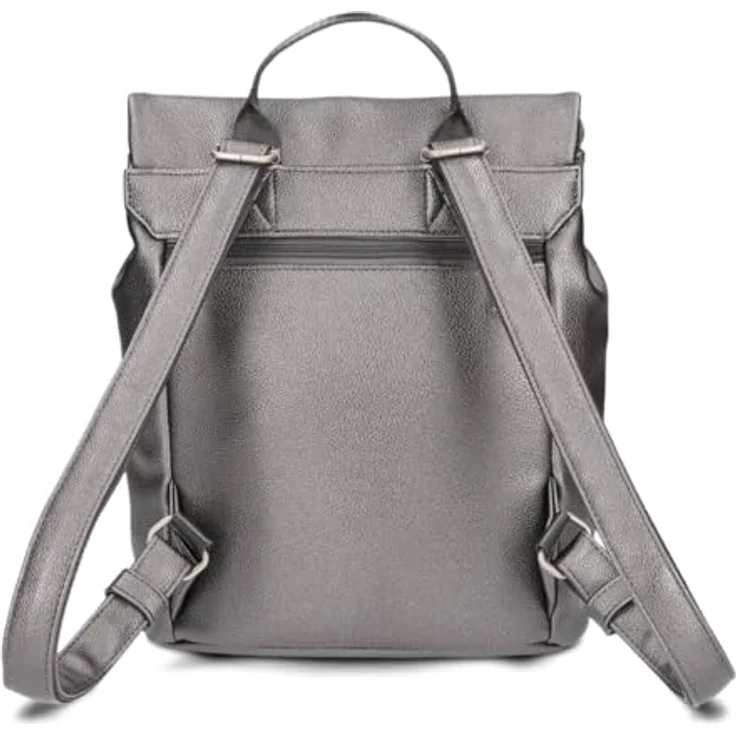 Zwei Mademoiselle.M City Rucksack, grau, 29 cm, 100% Polyurethan, 24 cm x 13 cm – Bild 5