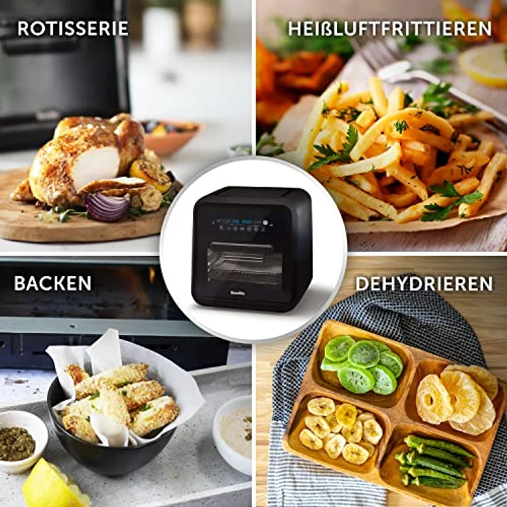 Breville Halo-Heißluftfritteuse mit Grillfunktion | digitale XXL-Heißluftfritteuse | 10 l | Frittieren, Backen & Dörren | 2.000 W | schwarz und grau [VDF127X] – Bild 3