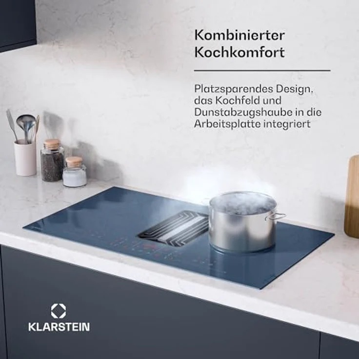 Klarstein AirJet FlexPro Induktionskochfeld mit Dunstabzug - A++ Effizienz, 750 m³/h Luftstrom, 14 kW Leistung, 58 dB, Touch-Steuerung, Flex-Zone, Anthrazit – Bild 2