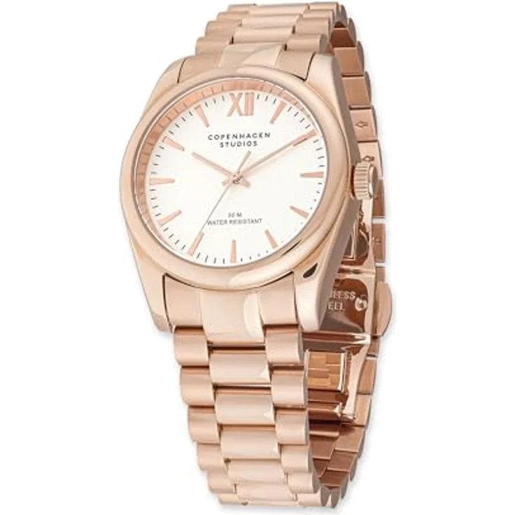 COPENHAGEN STUDIOS Round Watch, roségold 36 mm, elegante Damenuhr aus Edelstahl mit Quarzwerk, 5 ATM wasserdicht, kratzfest – Bild 1