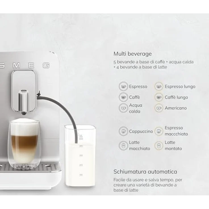 Smeg Kaffeevollautomat BCC13WHMEU, inkl. Milchbehälter - Personalisierter Kaffeegenuss auf Knopfdruck – Bild 3
