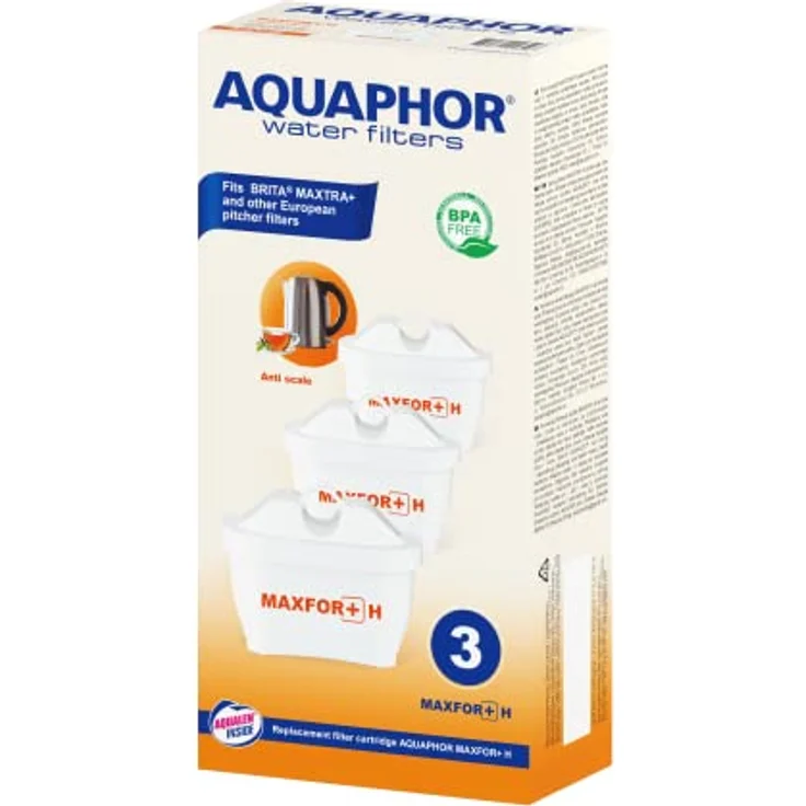 Aquaphor MAXFOR+ H Filterkartusche Wasserfilter 3er Pack mit EXTRA KALKSCHUTZ AQUALEN, patentierter Ionenaustausch-Faser, kompatibel mit BRITA Modellen, reduziert Kalk und unerwünschte Stoffe – Bild 2
