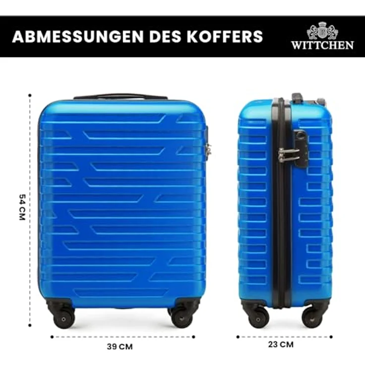 WITTCHEN A-line II Kabinengepäck Kabinenkoffer Handgepäck Rollkoffer Reisekoffer Bordkoffer Hartschale ABS Größe S in Blau – Bild 2