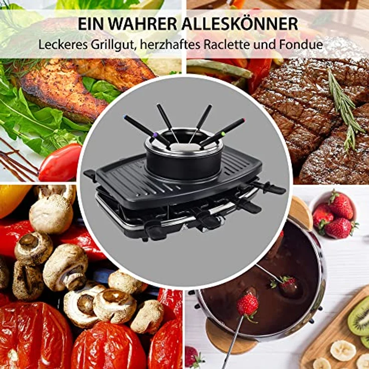 Syntrox RAC-1100W Freiburg Raclette-Grill, 6 Fonduegabeln, 1100 Watt – Bild 6