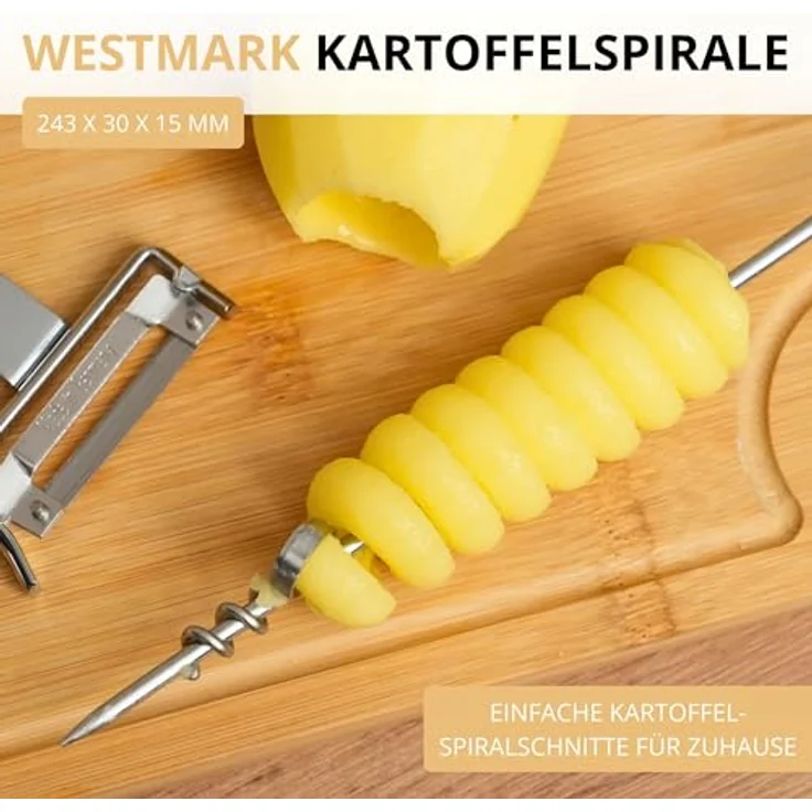 Westmark Kartoffelspiralschneider Spiro, rostfreier Edelstahl, 24,3 cm, Silber, spülmaschinengeeignet, für dekorative Spiralen – Bild 2
