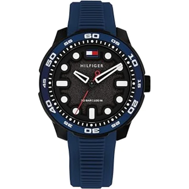 Tommy Hilfiger TH-Regatta, Analog-Quarzuhr für Jugendliche mit blauem Silikonarmband und drehbarer Aluminium-Lünette – Bild 1