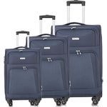 COFI 1453 Hochwertiges 3er Kofferset aus Stoff mit Erweiterbarer Kapazität und 360° Rädern Blau