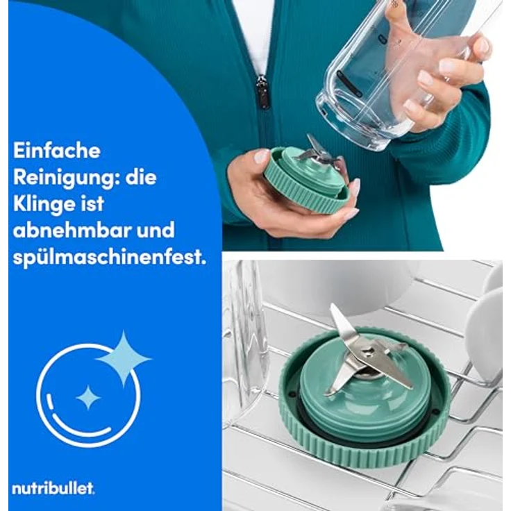 nutribullet Smoothie-Maker NB Flex Portable NBP013GR, Elektromixer in Grün mit 590 ML BPA-freiem Behälter und klappbarem Deckel – Bild 7