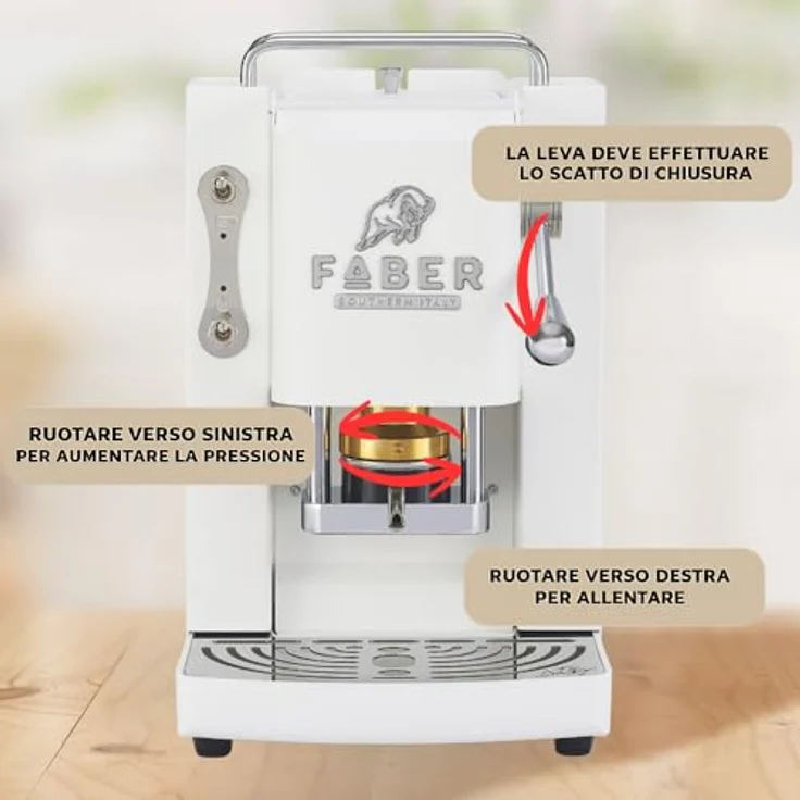 Faber Coffee Machines Kaffeepadmaschine Pro Deluxe 3.0 Chrom, ESE-Pad-kompatible Espressomaschine mit hygienischem Glas-Wassertank und magnetisch abnehmbarer Brühgruppe – Bild 7