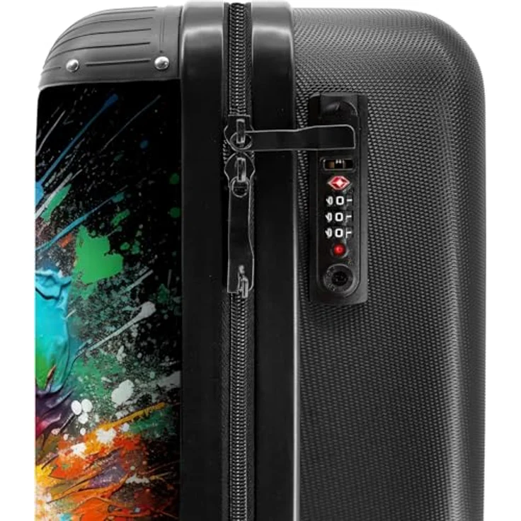 NoBoringSuitcases.com© Kinderkoffer Fußball umgeben von Farbklecksen 55x35x20cm, 4 Rollen, Reisetasche mit Rollen, Koffer Handgepäck Flugzeug, bunt – Bild 5