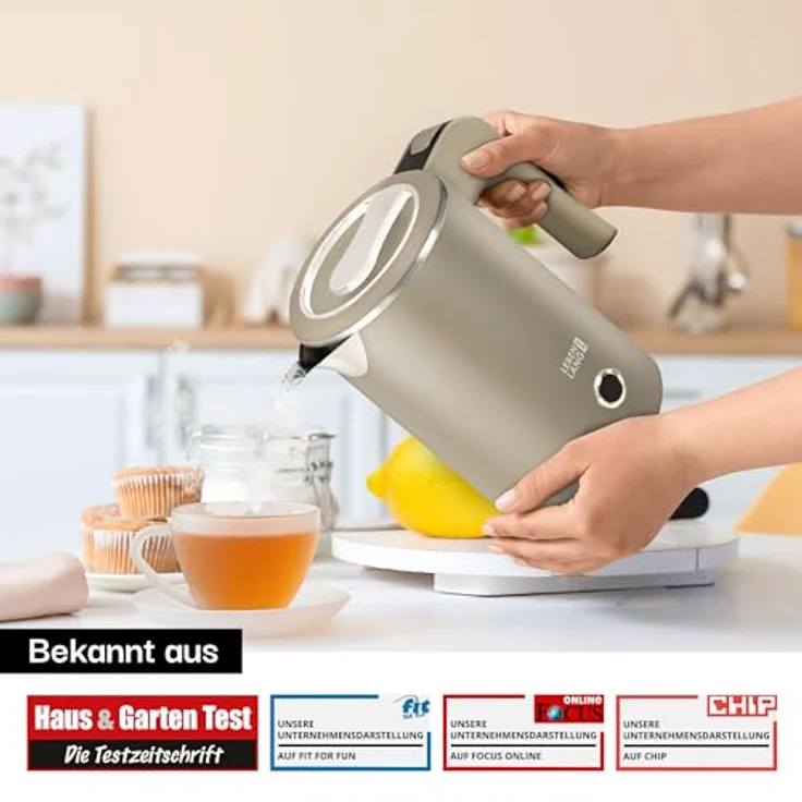 Lebenlang Reise-Wasserkocher Mini, 600W, kompakt und BPA-frei, schwarz & weiß, Edelstahlgehäuse, energiesparend, schnelle Aufheizzeit – Bild 6