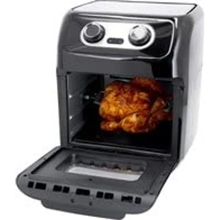 Just Perfecto Heißluftfritteuse XXL 12L - Airfryer bis 200°C - Frittieren ohne Öl mit 12 Programmen - 1800W Drehgrill Air Fryer mit Zubehör & Beleuchtung - Heißluft Fritteuse ohne Fett