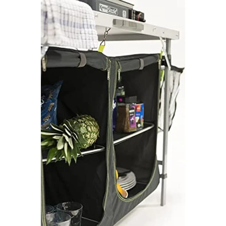 Kampa Profi Campingküche FK0001, XL Arbeitsplatte mit Spülbecken, 2 Fächer und Gewürzregalen, schwarz – Bild 6