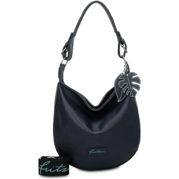 Fritzi aus Preußen, Eco Hobo Schultertasche 31 cm, geräumig mit Reißverschlussfach, Blau