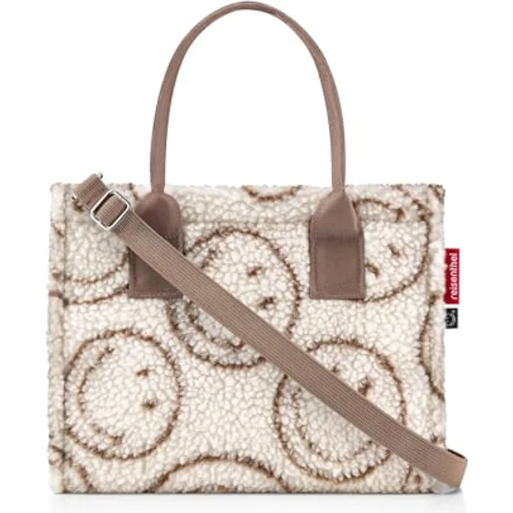 REISENTHEL® Shopper daily shopper XS, minimalistischer Crossbody Shopper aus flauschigem Teddy-Stoff, Farbe smiley teddy chocolate, 4 L Volumen – Bild 3