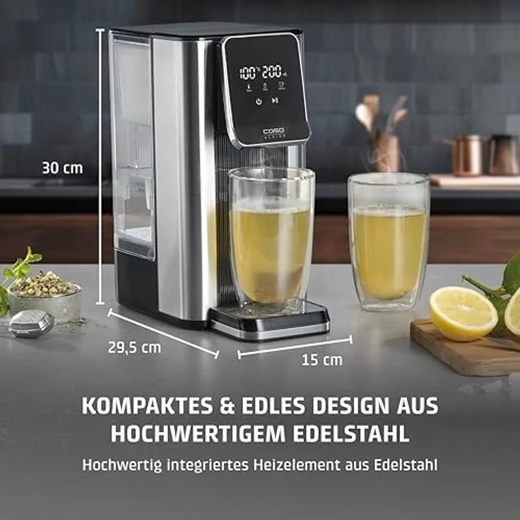 Caso HW630 Teemaschine, 2500 ml, Edelstahl/Schwarz, Temperaturregelung 40-100°C, versandkostenfrei – Bild 2