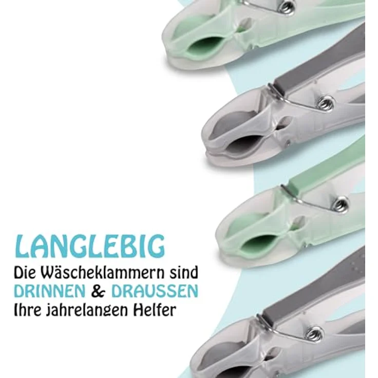 Pro Home Praktisches Wäscheklammer Set Kunststoff Stabile, Langlebige Klammer, starker Halt, Haushaltsklemme - Anthrazit Grün – Bild 4