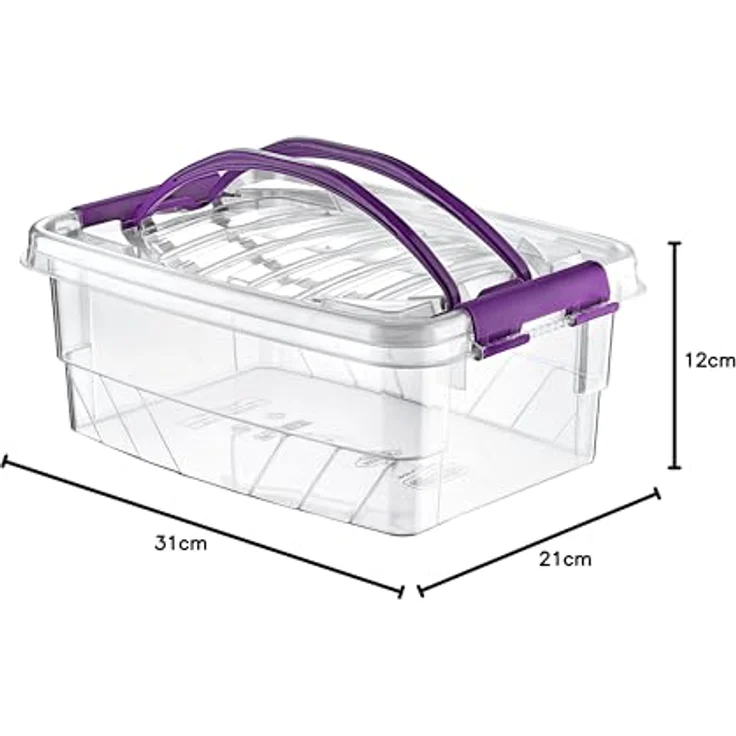 HOBBY LIFE Aufbewahrungsbox, Kunststoff, 5 l mit Clickverschluss, transparent mit grünen Griffen, lebensmittelecht und stapelbar – Bild 2