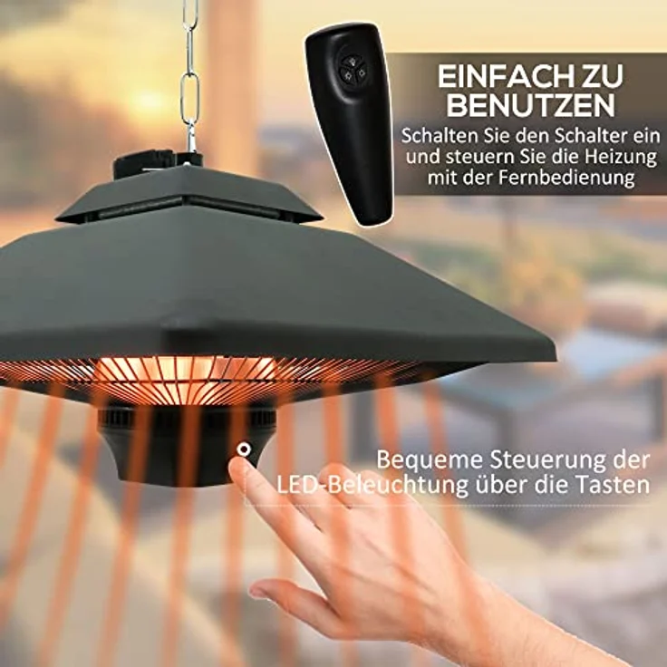 Outsunny Heizstrahler Heizstrahler mit Fernbedienung, Heizstrahler – Bild 4