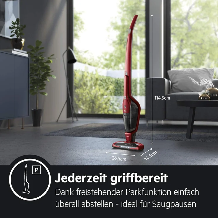 AEG Ergorapido CX7-2-45AN Handstaubsauger, 45 min Akkubetrieb, LED-Frontlicht, 180° Drehgelenk, Bürstenreinigungsfunktion, freistehend, rot – Bild 17