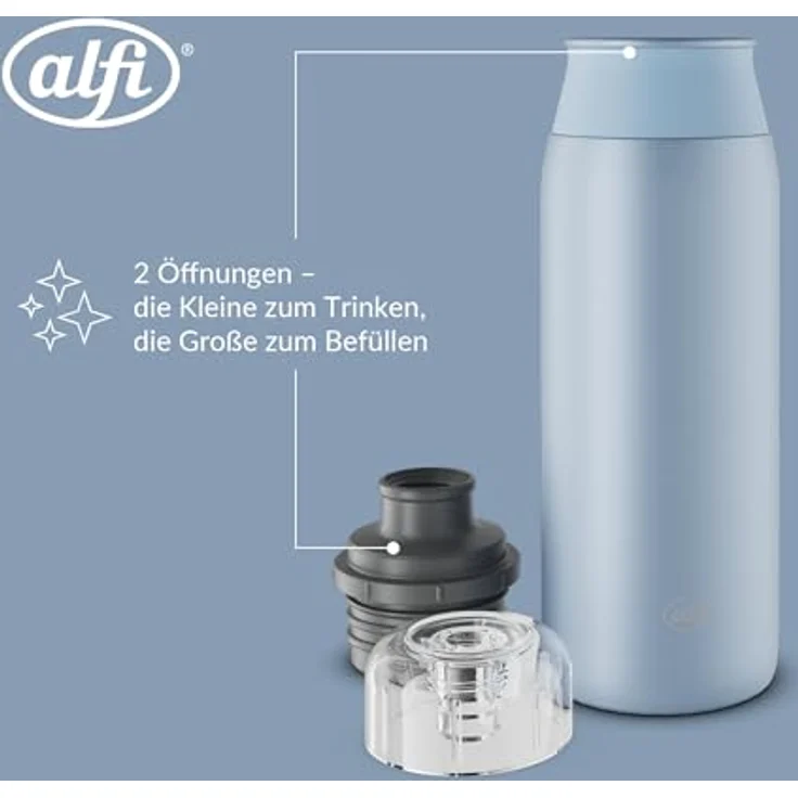 Alfi ELEMENT BOTTLE, Edelstahl Trinkflasche, 0,6l, spülmaschinenfest, Free-Flow Trinksystem mit Schraubverschluss, mattiert – Bild 4
