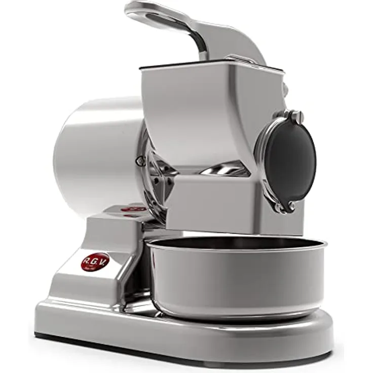 RGV Elektrische Reibe Maxi Essential, hergestellt in Italien, Profi-Rolle aus Edelstahl, abnehmbar und spülmaschinenfest, silber, 450 Watt