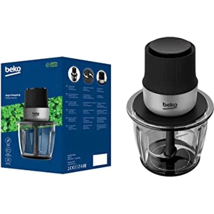 Beko Zerkleinerer CHG81442BX, 400 Watt, 2 Edelstahlklingen, 1000 ml Glasschüssel, 2-Gang-Betrieb, rutschfeste Unterseite, schwarz, Edestahl/Schwarz: Tests, Infos & Preisvergleich
